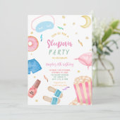 Sleepover Slumber Party Girl Wellness-Center Rosa  Einladung (Stehend Vorderseite)