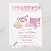 Sleepover Slumber Party Girl Wellness-Center Rosa Einladung (Vorne/Hinten)