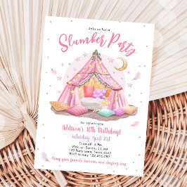 Sleepover Slumber Party Glamping Tent Birthday Einladung
