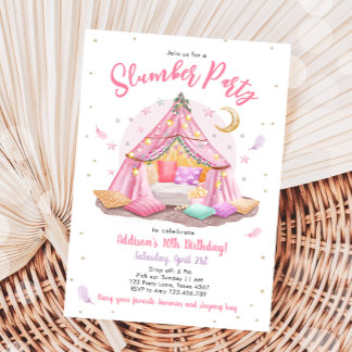 Sleepover Slumber Party Glamping Tent Birthday Einladung