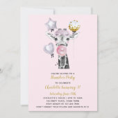 Sleepover Slumber Party Pink Gold Giraffe Geburtst Einladung (Vorderseite)