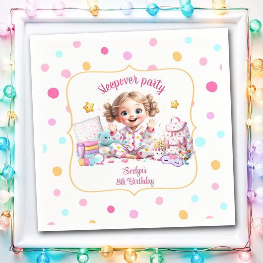 Sleepover Slumber Party Pink Niedlich Girl Polka D Serviette