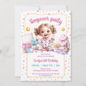 Sleepover Slumber Party Rosa Niedliches Mädchen Ge Einladung (Vorderseite)