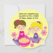 Sleepover Slumber Party Runde Geburtstagseinladung Einladung (Rückseite)