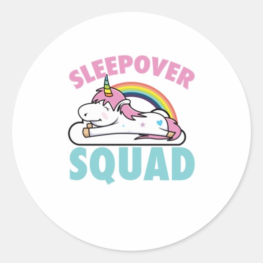 Sleepover Squad Regenbogen Magische Übernachtung U Runder Aufkleber (Vorderseite)