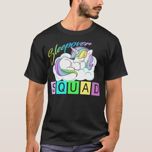 Sleepover Squad, Unicorn Themed Pajama-Tiere hum T-Shirt (Vorderseite)