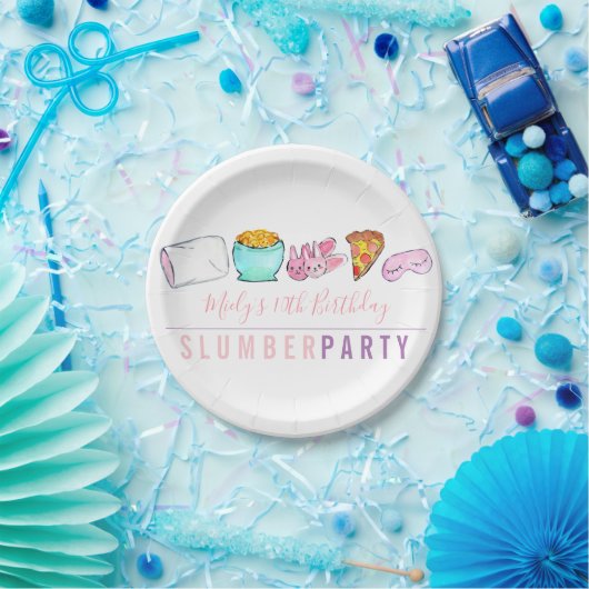 Sleepoverschlummer-Partybirthsay Papierplatte Pappteller (Party)