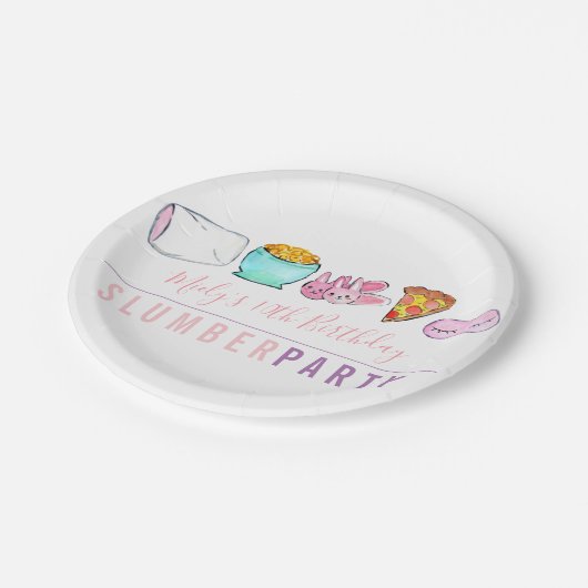 Sleepoverschlummer-Partybirthsay Papierplatte Pappteller (Schrägansicht)