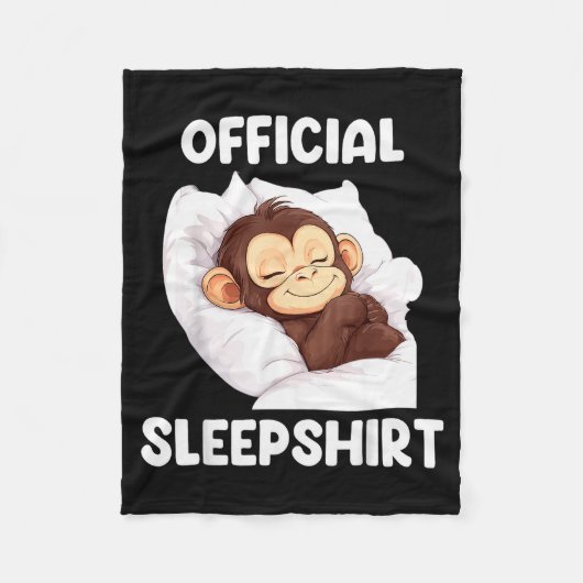 Sleepshirt Cute Sleeng Monkey Animal Lover Pajama Fleecedecke (Vorderseite)