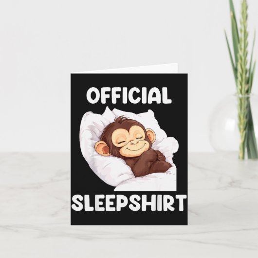 Sleepshirt Cute Sleeng Monkey Animal Lover Pajama  Karte (Vorderseite)
