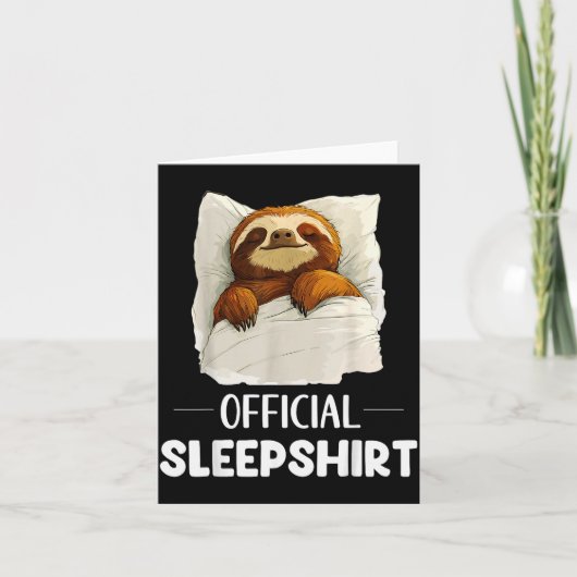 Sleepshirt Cute Sleeng Sloth Animal Lovers Pajama Karte (Vorderseite)