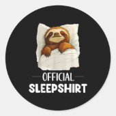 Sleepshirt Cute Sleeng Sloth Animal Lovers Pajama Runder Aufkleber (Vorderseite)