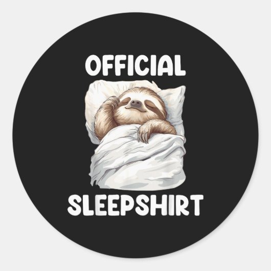 Sleepshirt Cute Sleeng Sloth Animal Lovers Pajama  Runder Aufkleber (Vorderseite)