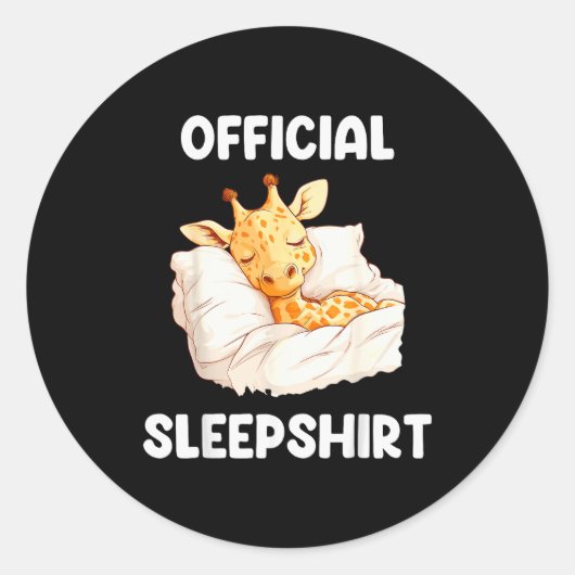 Sleepshirt Sleeng Giraffe Animal Lovers Pajama Runder Aufkleber (Vorderseite)