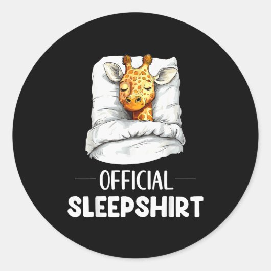 Sleepshirt Sleeng Giraffe Animal Lovers Pajama Runder Aufkleber (Vorderseite)
