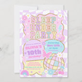 Sleepunder Geburtstagsparty Preppy Varsity Patch Einladung (Vorderseite)
