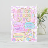 Sleepunder Geburtstagsparty Preppy Varsity Patch Einladung (Stehend Vorderseite)