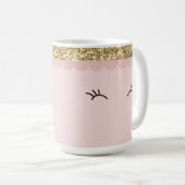 SLEEPY Augen geschlossen offene Wimpern Gold blass Kaffeetasse (VorderseiteRechts)