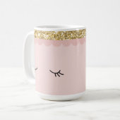SLEEPY Augen geschlossen offene Wimpern Gold blass Kaffeetasse (Vorderseite Links)