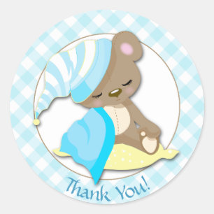 Sleepy Baby Bear Dusche Vielen Dank Runder Aufkleber