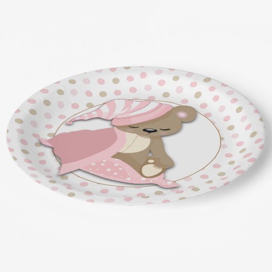 Sleepy Baby Bear Girl Pappteller (Schrägansicht)