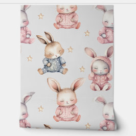 Sleepy Baby Bunny Rabbits Kinderzimmer Room Tapete