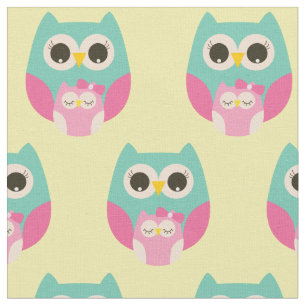 Sleepy Baby Girl Owls Niedliches Kinderzimmer Deko Stoff