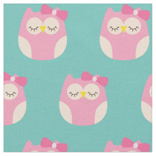 Sleepy Baby Girl Owls Niedliches Kinderzimmer Deko Stoff