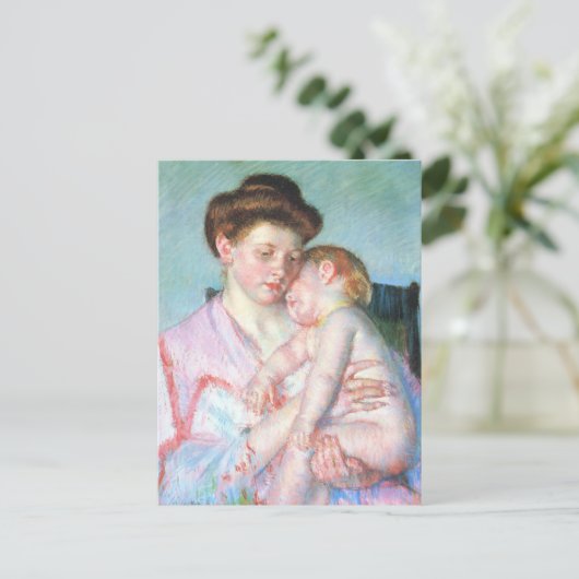 Sleepy Baby | Mary Cassatt Postkarte (Stehend Vorderseite)