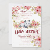 Sleepy Baby Panda Pink Cherry Blossom Babydusche Einladung (Vorderseite)