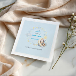 Sleepy Bär auf dem Mond Stars Wolken Baby Boy Serviette