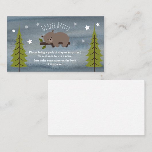 Sleepy Bären Stars Wasserfarben Windelpreisband Begleitkarte (Vorne/Hinten)