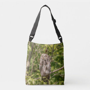 Sleepy Barred Owl Tragetaschen Mit Langen Trägern