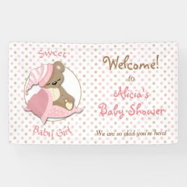 Sleepy Bear Baby Girl Dusche Banner