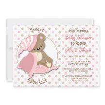 Sleepy Bear Baby Girl Dusche