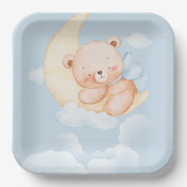 Sleepy Bear Baby Shower Paper Plates Pappteller