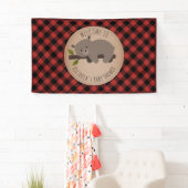 Sleepy Bear Buffalo Kariert Babydusche Empfang Banner (Insitu)