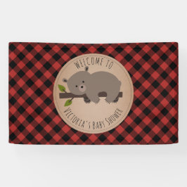 Sleepy Bear Buffalo Kariert Babydusche Empfang Banner