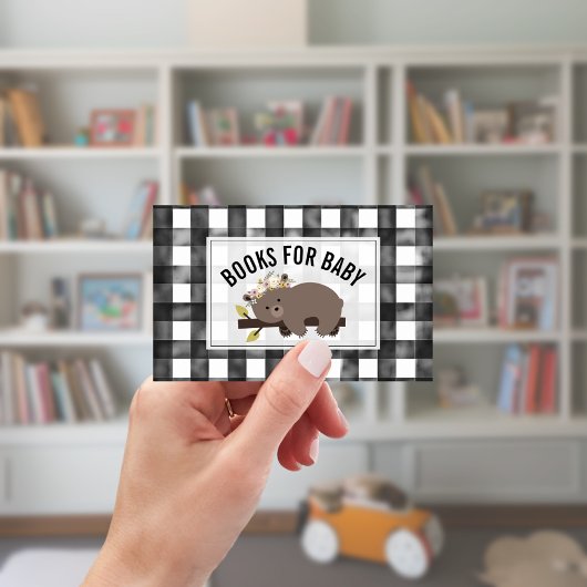 Sleepy Bear Cub Gingham Baby Showbucher anfordern Begleitkarte