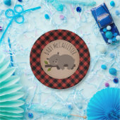 Sleepy Bear Cub Lumberjack Karierte Babydusche Pappteller (Party)