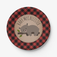 Sleepy Bear Cub Lumberjack Karierte Babydusche