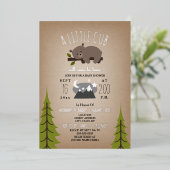 Sleepy Bear Cub Stars Cardstock Kinderdusche Folieneinladung (Stehend vorne)