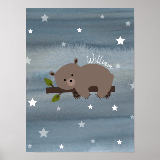 Sleepy Bear Cub Watercolor Kinderzimmer Arktis Poster (Vorne)