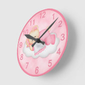 Sleepy Bear Pink Wall Clock Runde Wanduhr (Winkel)