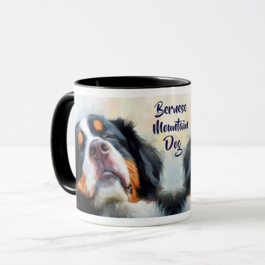Sleepy Bernese Mountain Dog Portrait Tasse (Vorderseite Links)