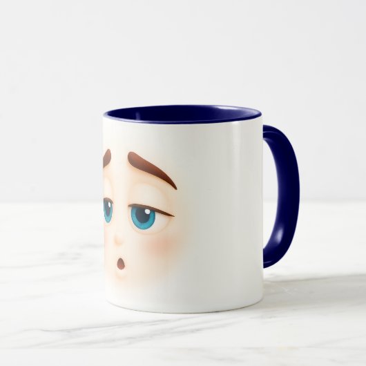 Sleepy blue eyes – barely awake big mood tasse (VorderseiteRechts)