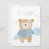 Sleepy Blue Watercolor niedlich Babydusche Einladung (Vorderseite)