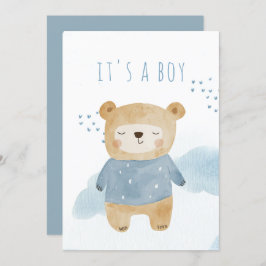 Sleepy Blue Watercolor niedlich Babydusche Einladung