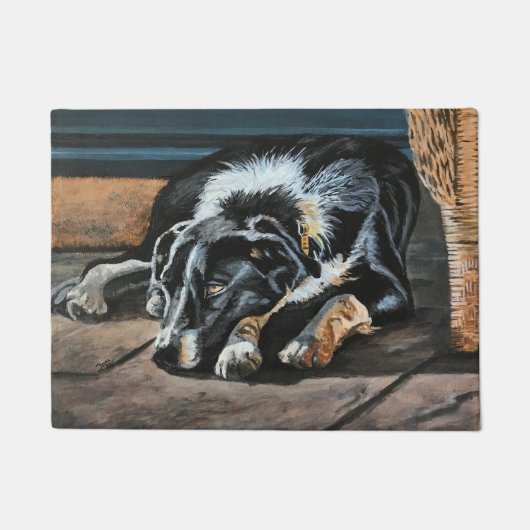 Sleepy Border Collie Door Mat Fußmatte (Vorderseite)