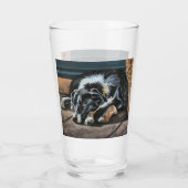 Sleepy Border Collie Glass Cup Glas (Rückseite)
